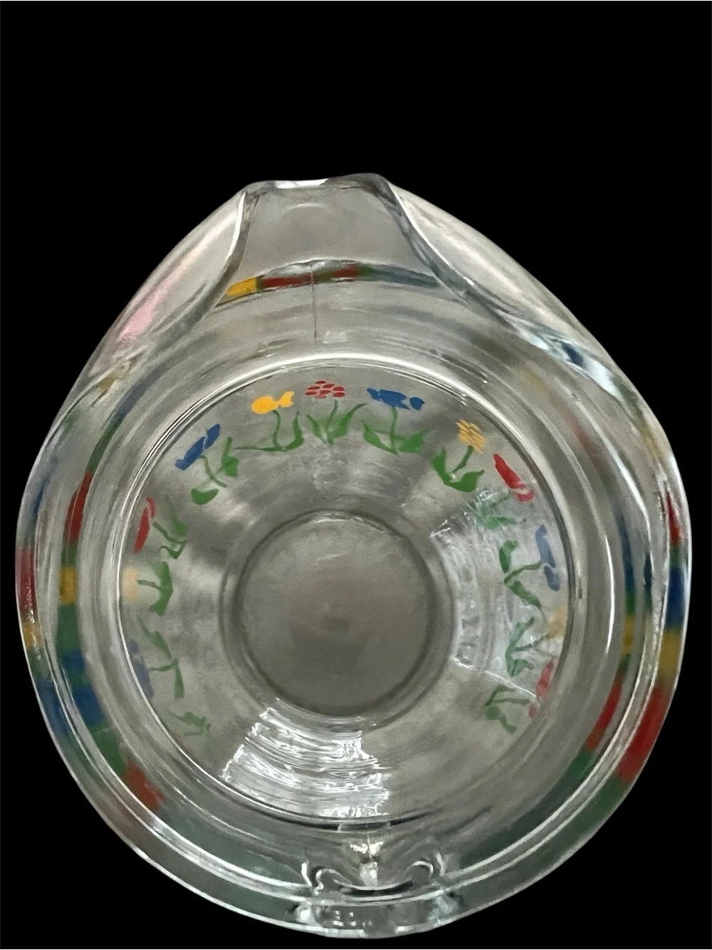 Vintage ARC France Glass Pitcher featuring Tulip Pattern 1970’s